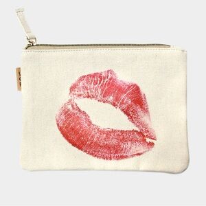 Canvas Pouch with Red Lip Print